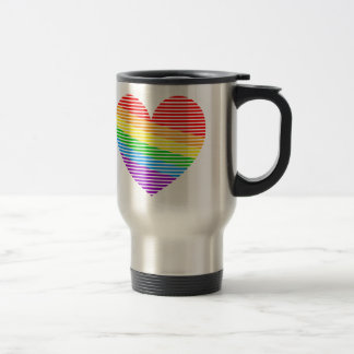 Caneca de Viagem Coração com Listras Arco-Íris Cor