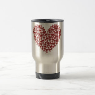 Caneca de Viagem Coração de Caveira Vermelho Sangu