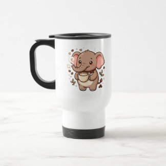 Caneca de Viagem Coração de Latte de Elefante Fofo