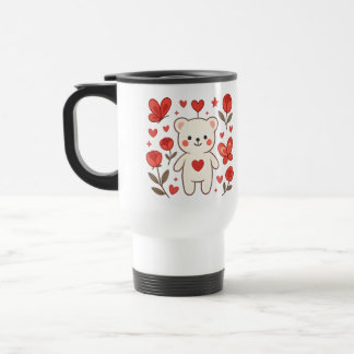 Caneca de Viagem Coração de Urso Romântico
