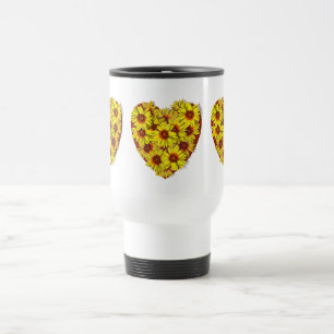 Caneca de Viagem Corações de Girassol