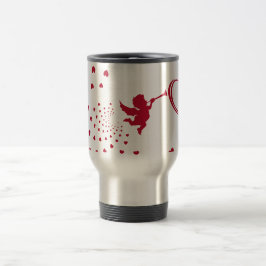 Caneca de viagem Cupido e Corações Bonitos