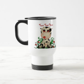 Caneca de viagem customizável da vaca bonito do