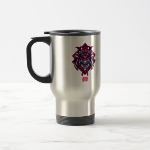 Caneca de Viagem Cyberpunk Samurai Oni Vermelho