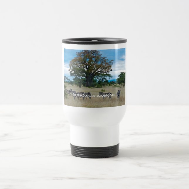 Caneca de viagem da árvore da zebra & do Baobab (Centro)