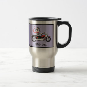 caneca de viagem da diva da estrada