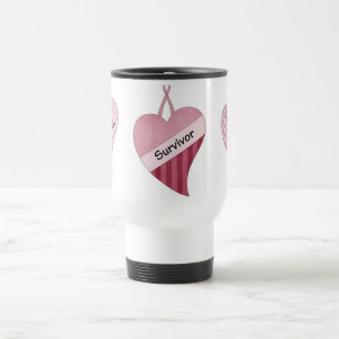 caneca de viagem da fita do rosa do sobrevivente