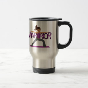 Caneca de viagem da menina da ioga do guerreiro