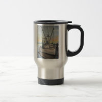 Caneca de viagem da pintura do barco do camarão