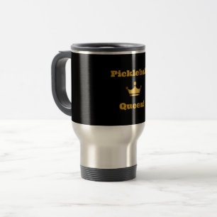 Caneca de viagem da Rainha Picleball - preto com o