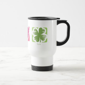 Caneca de viagem da sorte 2 da paz, do amor & do