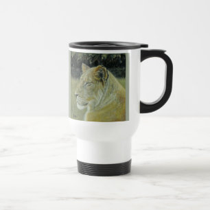 Caneca de viagem da viagem ao trabalho da leoa