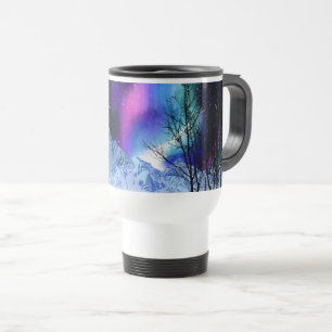 Caneca de viagem das luzes da maravilha do inverno