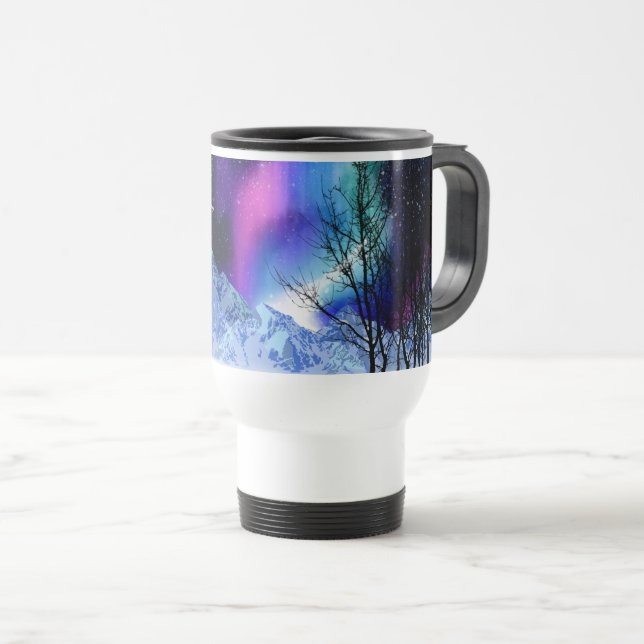 Caneca de viagem das luzes da maravilha do inverno (Frente Esquerda)