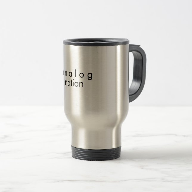 Caneca de viagem de aço inoxidável Analog Nation (Frente Esquerda)
