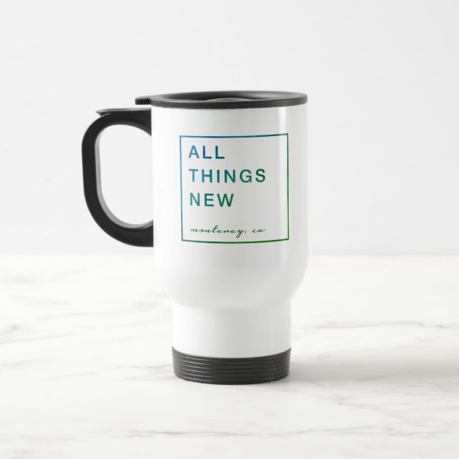 Caneca de viagem de aço inoxidável (azul/verde) (Esquerda)