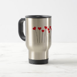 Caneca de viagem de aço inoxidável com corações ve