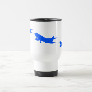 Caneca de viagem de avião azul