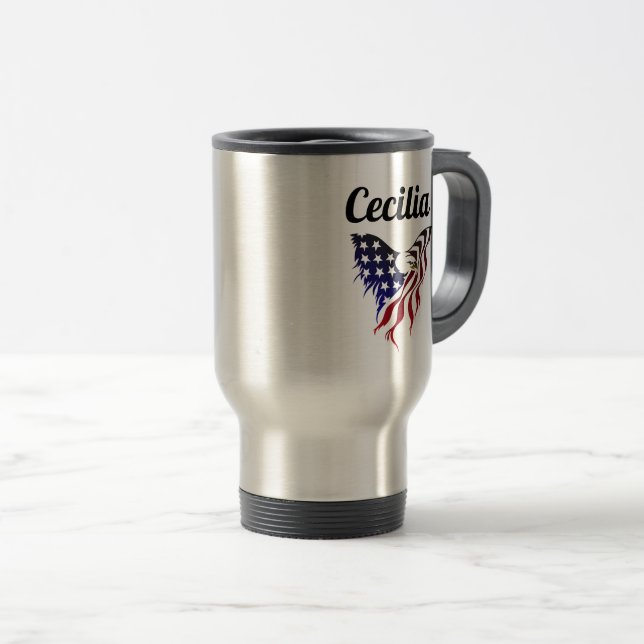 Caneca de viagem de Bandeira da Águia Cecilia (Frente Esquerda)