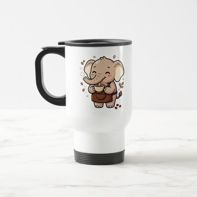 Caneca de Viagem de Café Elefante Fofo (Esquerda)