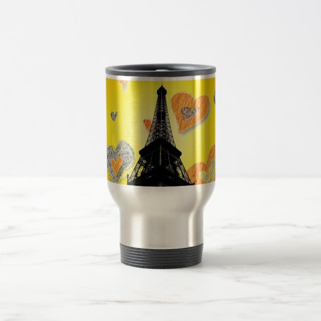 Caneca de viagem de Corações em Torre Eifel (Centro)