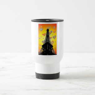 Caneca de viagem de Corações em Torre Eifel