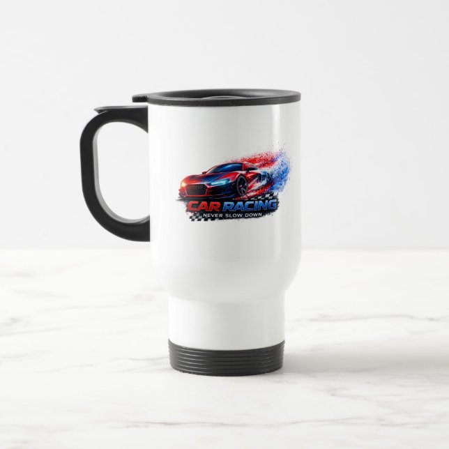 Caneca de Viagem de Corrida de Carros – Design de  (Esquerda)