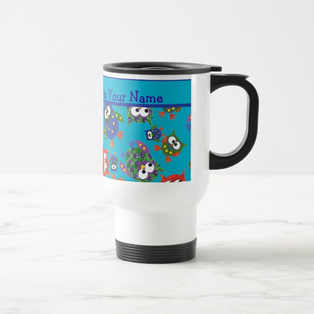 Caneca de viagem de Corujas Cutas Personalizadas,  (Direita)