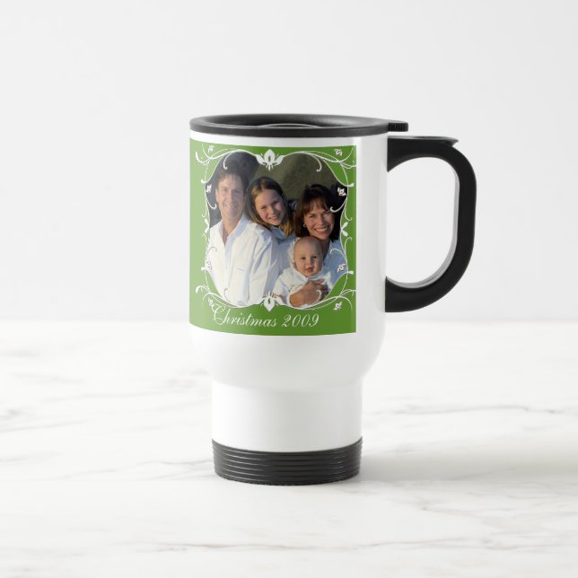 Caneca de viagem de Foto da Família Red Christmas  (Direita)