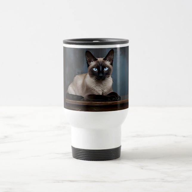 Caneca de Viagem de Gato Siames (Centro)