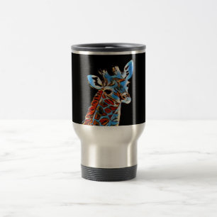Caneca de viagem de girafa preta e branca