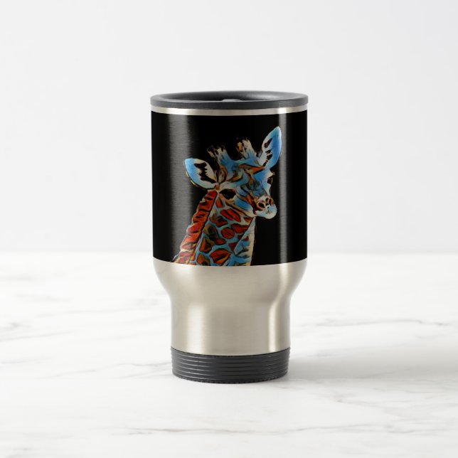 Caneca de viagem de girafa preta e branca (Centro)