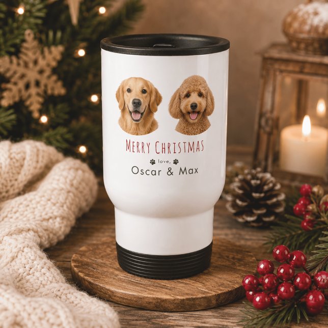 Caneca de Viagem de Natal com Foto de 2 Animais de (Criador carregado)