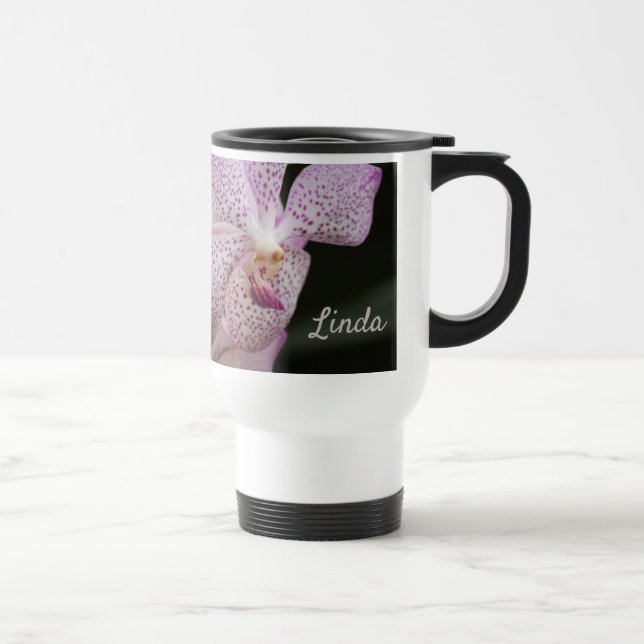 Caneca de viagem de Orquídea Branca Roxa (Direita)