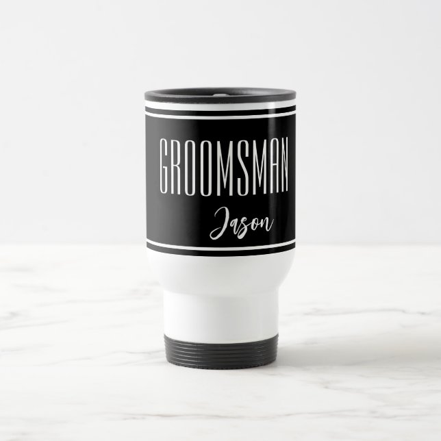 Caneca de viagem de Padrinho de casamento de Nome  (Centro)