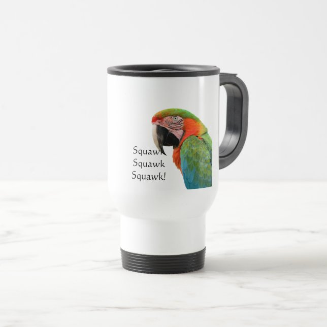 Caneca de viagem de papagaio com Macaw (Frente Esquerda)