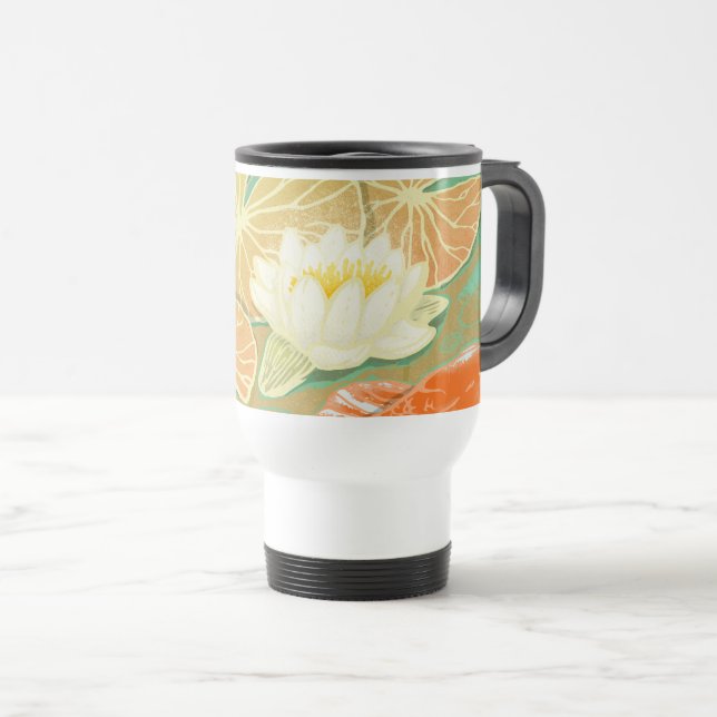 Caneca de viagem de Peixes de Lily Pond Carp Koi (Frente Esquerda)