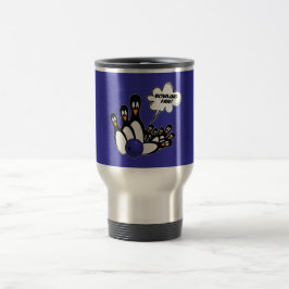 Caneca de viagem de pinguins de Boliche branca