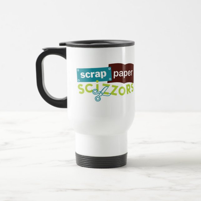 Caneca de viagem de Scizzors do papel de sucata (Esquerda)