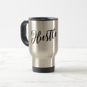 Caneca de viagem de Script Moderno "Hustle" Motiva