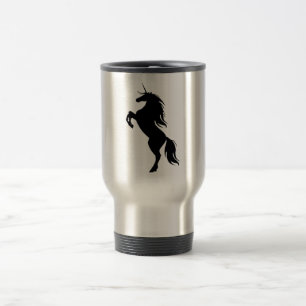 Caneca de viagem de silhueta Unicorn preta