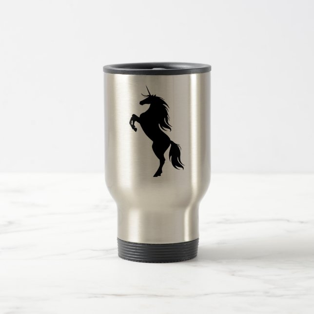 Caneca de viagem de silhueta Unicorn preta (Centro)