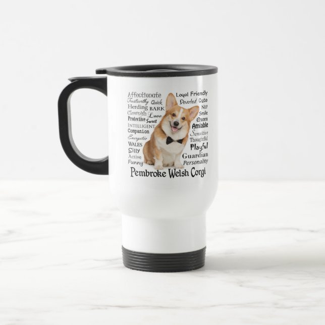 Caneca de viagem de Traços Corgi (Esquerda)