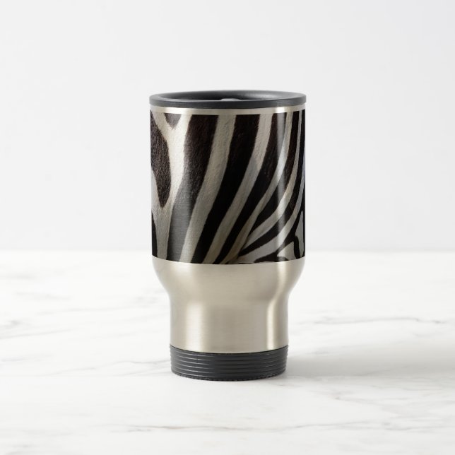 Caneca de viagem de zebra em aço inoxidável. (Centro)