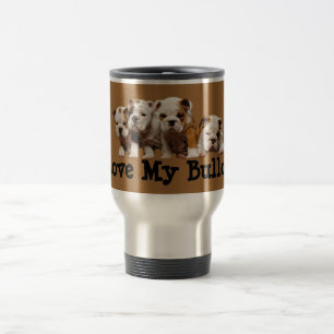 Caneca de viagem do amor de filhotes de cachorro