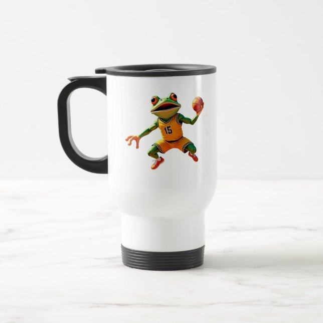 Caneca de viagem do Basketball Frog dois lados (Esquerda)