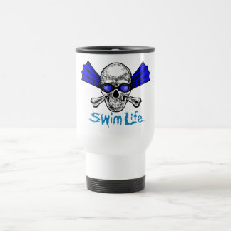 Caneca de viagem do branco da vida da natação