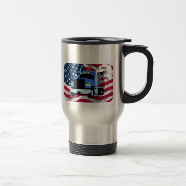 Caneca de viagem do camionista com bandeira e (Direita)