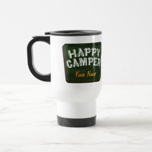 Caneca de viagem do campista feliz