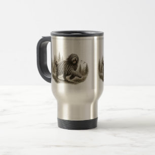 Caneca de viagem do cão de pastor Bergamasco feliz